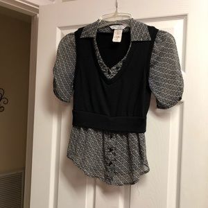 Blouse black and beige. Vest.